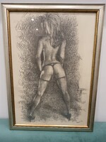 Akt kép grafika hurok tecnikai Ritka!