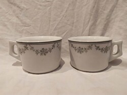 2db régi vastagfalú porcelán kávéházi kávés csésze