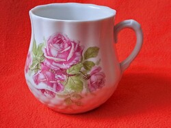 Ritka Zsolnay rózsa mintás pocakos / hasas bögre