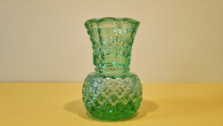 Cseh, Bohemia ibolyaváza - üveg, retro, világos ZÖLD