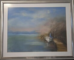 BALATONI REGGEL Pasztell kèp keretezve