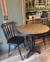 Breakfast, cafe table with two chairs made of solid wood
