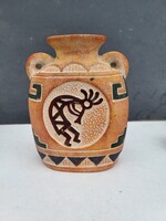 Egyedi délnyugat-amerikai (indián) stílusú Kokopelli kerámia váza