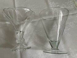 Régi nagy üveg kehely két darab szép forma.