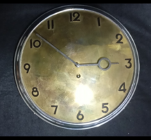 Vintage bauhaus "Junghans " tipusú , réz óralapos hetes járatú működő 1940-es évek fali órája.