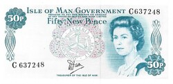 50 new pence 1979 Dawson Man sziget  Erzsébet királynő 2. UNC