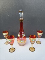 Régi Bohémia italos készlet – 4 pohár + 1 karafa