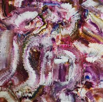 Baján Ildikó festmény 80 x 80 cm. Színekből komponált ária.