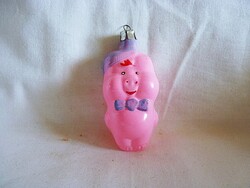 RÉGI ÜVEG KARÁCSONYFADÍSZ - MALAC! (MESEFIGURA!)