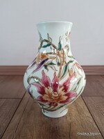 Régi Zsolnay Orchidea mintás porcelán váza
