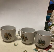 Hollóházi porcelán mese bögrék 3 darab