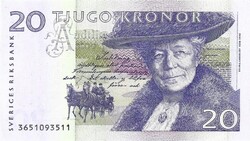 20 Kronor crown 2003-2005 Sweden Nils Holgersson smaller size 2. Unc