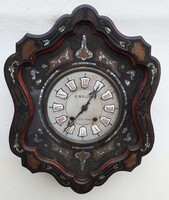 Old French Boulle Mother-of-Pearl Wall Clock / E.Malard