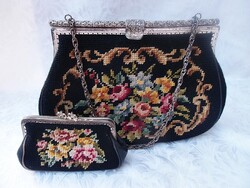 Régi gobelin táska és pénztárca