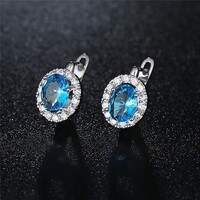 VIDEÓ_EZÜSTTEL GALVANIZÁLT TÜRKIZ ÉS ÁTTETSZŐ SWAROVSKI ÉS CIRKÓNIA SZÍNŰ KÖVES FÜLBEVALÓ .