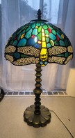 Gyönyörű nagy méretű antik bronz talpon Tiffany lámpa asztali nagy búràs. Videó !