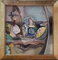 Haraszti László (1943 - ) Kertben c. Képcsarnokos festménye EREDETI GARANCIÁVAL !