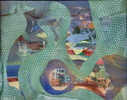 Gábor István (1944 - ) Green Raster. Original Painting with Guarantee!