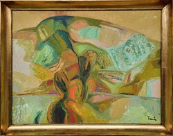 Tamás Ervin (1922 - 1996) Tokaji Hegy c. Képcsarnokos festménye EREDETI GARANCIÁVAL !