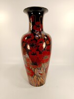 ZSOLNAY, VIRÁGMINTÁS  TÖBBTŰZŰ EOSIN SZIGNÓZOTT KÉZZEL FESTETT PORCELÁN PADLÓVÁZA, HIBÁTLAN! (JR014)