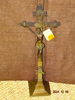 TALPAS BAROKK ASZTALI RÉZ / BRONZ FESZÜLET KERESZT KRISZTUS KORPUSZ 18.SZÁZAD UTÓLSÓ HARMADA
