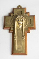 Sárgaréz fali feszület (25-0376) - Jézus fejjel díszítve