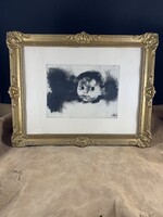 Eredeti Szász Endre gyermek ábrázolás rézkarc