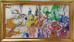 126x73cm !! Sugár Gyula (1924 - 1991) Tauromachia c. Képcsarnokos festménye EREDETI GARANCIÁVAL !