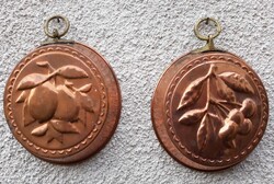 2 db régi vörösréz sütőforma