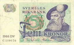 5 kronor korona 1966 Svédország