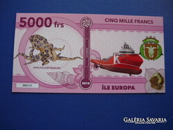 ILE EUROPA 5000 FRANK / CINQ MILLE FRANCS 2018 POLIP HAJÓ HAL! RITKA FANTÁZIA PAPÍRPÉNZ! UNC!