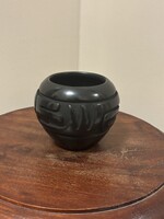 Ritka! Santa Clara Pueblo amerikai indián őslakos fekete kerámia 1984