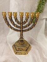 Judaika, réz menóra, Jeruzsálem felirattal