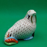 Hollóházi  porcelán Garden mintás  Pikkelyes festésű  Rozmár figura