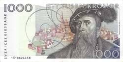 1000 kronor korona 1989-92 Svédország