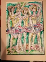Józsa János festőművész és grafikusművész Táncosok