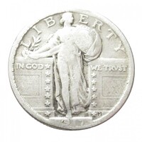 USA,Standing Liberty quarter dollar 1917 - Type 1 F ezüst 6.250g900