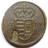 Magyarország,II. Rákóczi Ferenc XX poltura 1705 - Ellenjeggyel EF réz