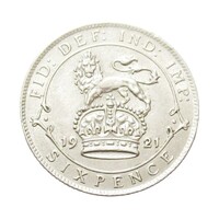 Egyesült Királyság,6 pence 1921 - VERDEHIBÁS VERŐTŐREPEDÉS EF+ ezüst 2.83g500