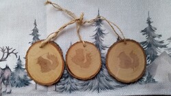 3 darab mókusos fa karika karácsonyi akasztós dísz