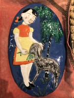 Különleges feltehetően ‘bégébé’ kerámia falikép ( sérült )