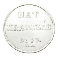 Magyarország,6 krajcár 1849 NB EF+ ezüst 2.230g437