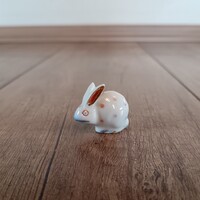 Antik Herendi rózsaszín pöttyös mini nyúl figura
