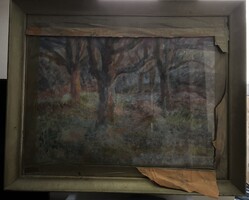 Fazekas Magda: Alkonyat - olaj, karton vászonra kasírozva