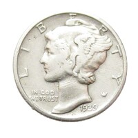USA,Mercury dime 1939 VG ezüst 2.50g900