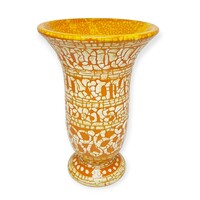 Retro / vintage  narancssárga/fehér mázas kerámia váza, 1970's ( Gorka Géza ) - 50497