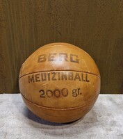 Vintage bőr medicinlabda, sportszer, sporteszköz