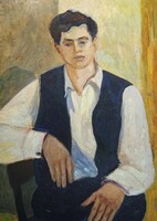 Székely legény, 1906 - erdélyi festő? olajfestmény keretben - Fiatal férfi portréja