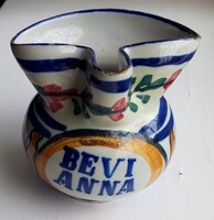 Hollóházi ceramic jug, antique majolica