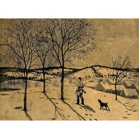 Gacs Gábor (1930-2019) Vadász – télen - igényes rézkarc munka /számlát adunk hozzá/